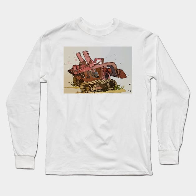 Bucyrus Erie TD9 Dozer shovel Illustration Long Sleeve T-Shirt by WelshDesigns